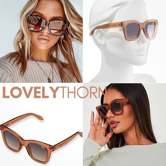 QUAY // ltd ed frosted toffee frame smokey gradient lens modern glam wayfarers - Picture 3 of 12